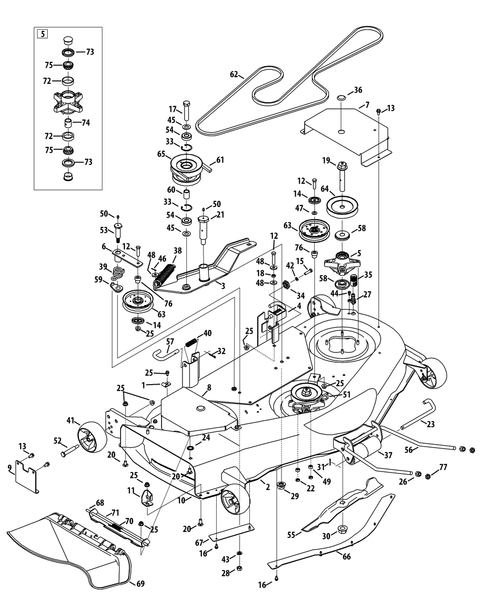 Mower Deck 50-Inch Stamped Deck Diagram and Parts List for 19B40013100 (50Inch)(2015) Cub Cadet Lawn Tractor